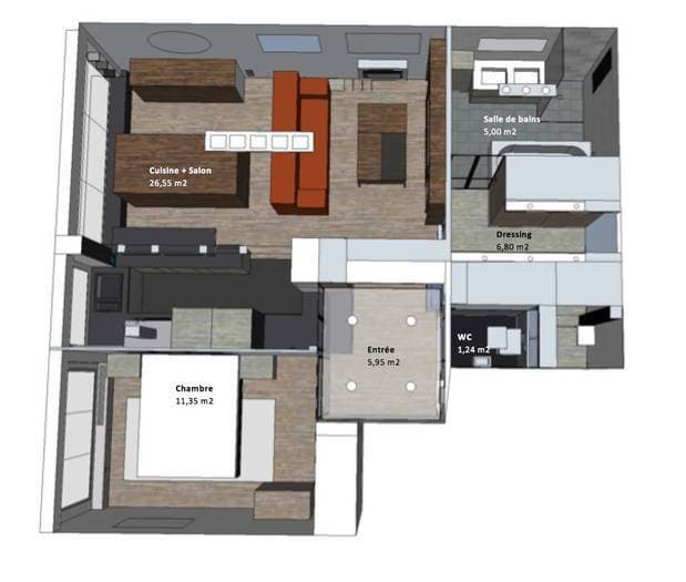 Paris 15e – Appartement meublé 2 pièces, 57 m² - Image 9